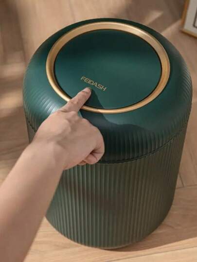 SHEIN 1Pc 3L/9.5L Plastic Trash Can With Lid, Push-Type Lid Trash Can Compost Bucket, Suitable For Kitchen, Bathroom, Office, Living Room, Dormitory, Household Items And Home Decoration, Christmas Decoration Christmas Gifts-Green,Kitchen Decor,Decorations