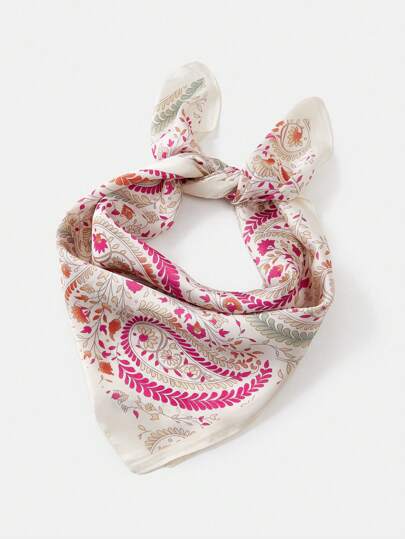 MOTF PREMIUM 1PC PEISLEY FLOWER PRINTED SILK FEEL SQUARE SCARF FOR WOMEN, CAN BE USED AS BELT, BAG DECOR, HAIR BAND, HEADBAND, FASHION ACCESSORY ELEGANT BANDANA,HAIR BAND,HEAD BAND IDEAL FOR DRESSING UP YOUR LOOK, VALENTINES