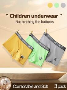 3-Pack Teen Boy Letter Elastic Waistband Boxer Briefs - Multicolor - View 1