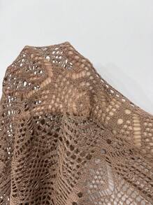 Swim Vcay Women Holiday Solid Color Hollow Camisole Cover-Up Dress Summer - Khaki - View 6