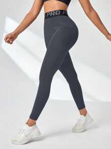 Easithlete 休闲字母带网眼插入紧身裤