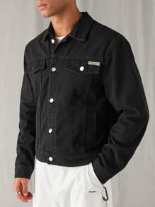 Manfinity Hypemode Men's Black Washed Denim Casual Jacket - Black - View 4