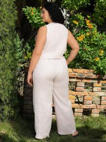 SHEIN EZwear Set de veste și pantaloni pentru costum roz, de primăvară - Baby Pink - Vizualizare 2