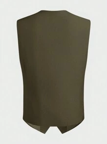 Manfinity VCAY 3pcs Men's Slim Fit Casual Suit Set (Jacket + Vest + Pants), Suitable For Spring And Autumn, Office Wear - Green - View 7