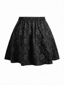 SHEIN Unity Váy chữ A cài nút phía trước bằng vải họa tiết thanh lịch cỡ lớn cho nữ, mặc hàng ngày - màu đen - Xem 2