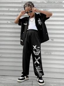 Tween Boy & Fun Graphic Woven Elastic Waist Sweatpants