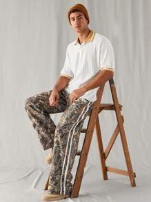 Manfinity VCAY 男士针织时尚休闲宽松短袖 Polo 衫 - 白色 - 查看 4