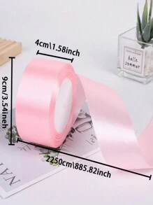 SHEIN 1/3/5 件 1.57 英寸 X 8.85 英寸粉色缎带卷 - 优质编织罗缎丝带，用于礼品包装和花束捆绑 DIY 工艺丝带，用于婚礼装饰、蛋糕装饰、发饰、散装花卉礼品包装、派对背景、圣诞礼品包装 - 淺粉色 - 查看 2