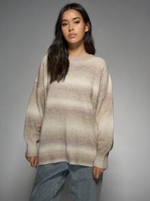 MISSGUIDED 超大号渐变色针织毛衣长袖舒适秋冬假日家居服休闲套头衫