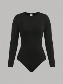 SHEIN Girlism Teen Girls' All-Match Round Neck Long Sleeve Jumpsuit & Leggings 3 Piece Set, Casual Daily Wear - Black and White - View 7