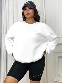 INAWLY Plus Solid Thermal Lined Sweatshirt, Winter Graduation,Back To School,Graduation,Teacher For Women,Back To School Pullover Fall Autumn - White - View 6