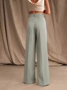 Anewsta Casual Solid Color Wide-Leg Suit Pants - Mint Green - View 6