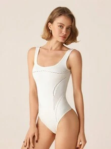 SHEIN Sports 简约纯色镂空无袖运动连体裤