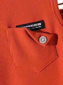 SHEIN 2pcs/Set Young Boy Cute Minimalist School Style Casual Sports Top And Shorts Set, Summer Summer Holiday - Burnt Orange - View 5