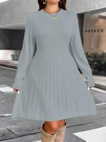Celure Vestido suéter con borde de paraguas de unicolor elegante para mujeres de talla grande, para ropa de otoño y Año Nuevo