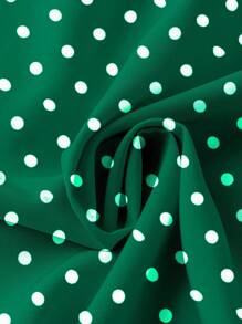 SHEIN LUNE 大码女式圆点印花荷叶边袖单排扣休闲衬衫裙 - 彩色 - 查看 4