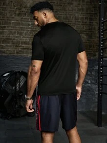 Manfinity Sport PWRUP T-shirt casual de sport à manches courtes avec imprimé de taureau pour homme - Noir - Voir 2