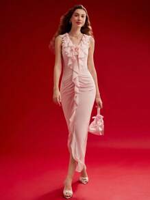 MOTF PREMIUM VÁY HOA STEREO VIỀN XÒE, TRANG PHỤC NGÀY VALENTINE - Hồng - Xem 4