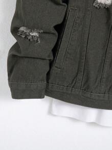 Manfinity CasualKnits Veste en jean décontractée pour hommes, minimaliste et élégante pour un port quotidien, automne - Militaire verte - Voir 6
