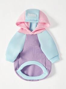 PETSIN 1pc Tricolor Contrast Raglan Sleeve Casual Hoodie Sweatshirt For Pets - Multicolor - View 6