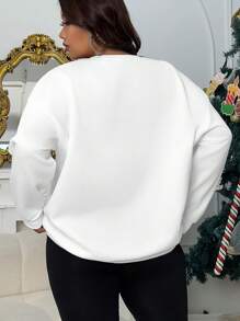 INAWLY Plus Solid Thermal Lined Sweatshirt, Winter Graduation,Back To School,Graduation,Teacher For Women,Back To School Pullover Fall Autumn - White - View 2