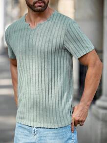 Manfinity RelaxMax Men's Solid Color Short Sleeve T-Shirt, Casual & Fashionable For Everyday Wear