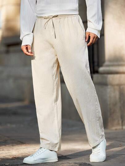 Manfinity RelaxMax Pantalones sueltos y casuales para hombre con bolsillo y lazo a la cintura de unicolor