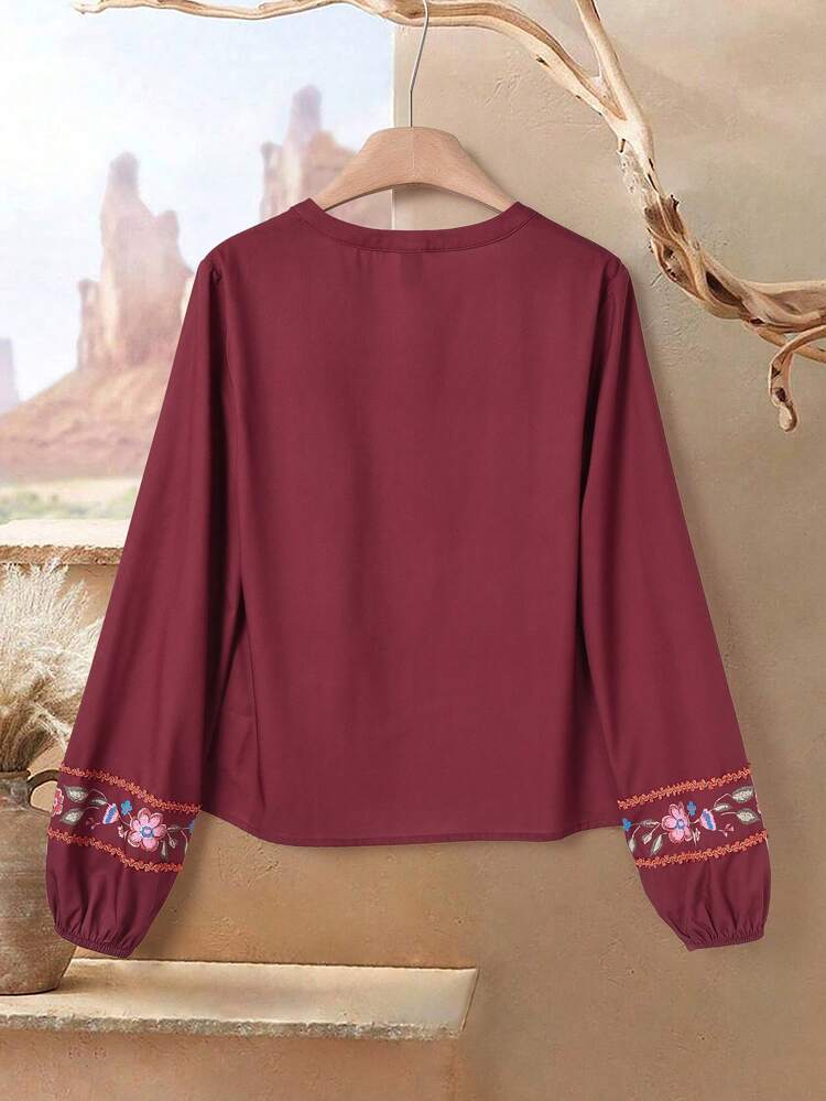 Wedding Guest Women Tea Party Vacation Women Casual Vacation Flower Print Notched Neck Blouse