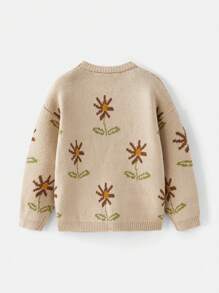 Maija Kids Maija Kids 2pcs/Set Young Girl Floral Pattern Sweater And Sweatpants Casual Suit - Apricot - View 2