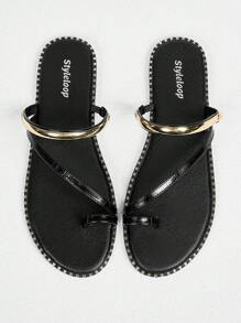 Styleloop Lace-Up Flat Sandals, Soft Sole Bohemian Style Flat Sandals, Suitable For Beach Vacation In Summer - Black - View 4