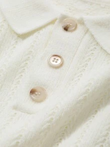 DAZY Men's Solid Color Basic Knitted Polo Shirt, Summer - White - View 10