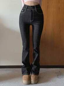 DAZY Jeans pitillo de longitud completa de unicolor, para todas las temporadas