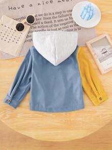 SHEIN Chaqueta de manga larga de pana de contraste de color para niño, diseño de moda con material de pana vintage, cómoda y elegante, adecuada para otoño/invierno - Multicolor - Ver 8