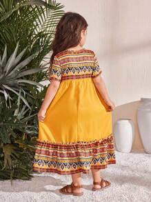 SHEIN Young Girl Ditsy Floral Round Neck Bodycon Dress