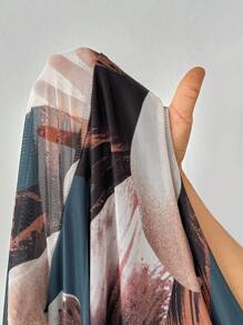 SHEIN CURVE+ Plus Size Women Floral Print Round Neck Long Sleeve Fitted Elegant Dress,Graduation Dress,Wedding Guest Dress Women,Bohemia