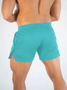 Manfinity Sport Streetwear Men's Solid Color Casual Sports Shorts, Minimalist Fashion For Daily Wear