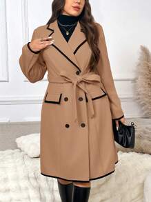 SHEIN Frenchy Fashionable & Minimalist Plus Size Coat, Warm And Suitable For Daily Outings, Office And Commuting In Winter