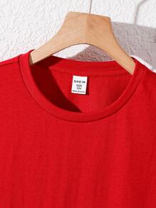 2pcs/Set Tween Boy Casual Contrast Color Splice Letter Graphic Short Sleeve Round Neck T-Shirt And Elastic Waist Shorts Set, Suitable For Autumn, Spring, Summer, For Outdoor Play, School, Street, Party And Leisure At Home - Multicolor - View 4