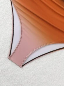 Swim Lushoire Beach Outfits For Women: Elegant Slimming Ruched Ombre One Piece Swimsuit With Wide Straps For Summer Beach Vacation - Multicolor - View 6