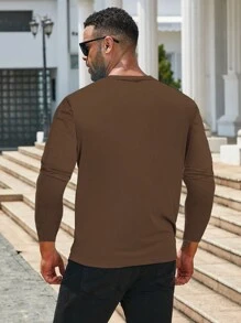 Manfinity LEGND Plus Size Men's Print Round Neck Long Sleeve Casual T-Shirt, Autumn