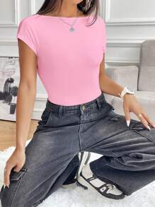 Muchica 女士粉色针织露背紧身衣 - 粉色 - 查看 5