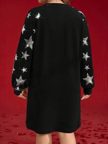 SHEIN LUNE Sukienka z cekinami i wzorem gwiazdy w dużym rozmiarze z rękawami typu raglan