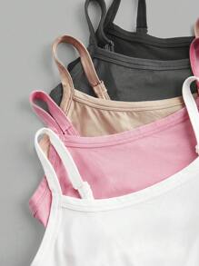 SHEIN Girlism 5pcs/Pack Tween Girls Fitted Casual Minimalist Versatile Adjustable Strap Camisole Multipacks