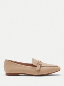CUCCOO BIZCHIC Zapatos planos cómodos y elegantes de color albaricoque con hebilla cuadrada y sencilla, tipo slip-on