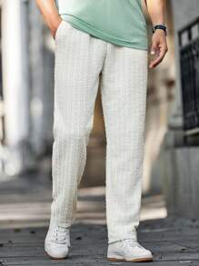Manfinity Homme Men's Plain Color Casual Sweatpants, Fashionable For Daily Wear - Apricot - View 6