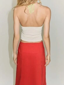 INAWLY Women Floral Print Halter Neck Tie Front Cami Top - Multicolor - View 2