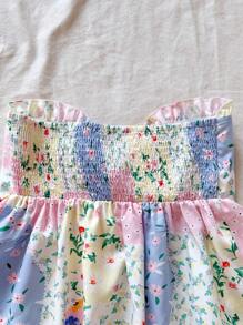 Soleia Top tipo tubo casual de vacaciones con nudo y estampado floral ditsy para mujer