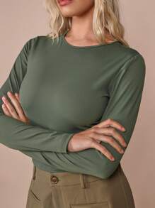 COSMINA Women's Basic Forest Green Long Sleeve Tops