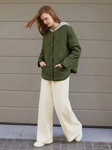 Maija Women's Hooded Solid Color Long Sleeve Simple Casual Jacket For Daily Wear ,Festival