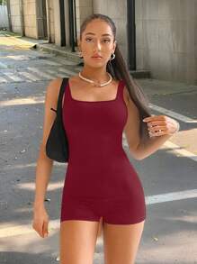 Muchica Women's Sleeveless Unitards For Summer - Burgundy - View 1